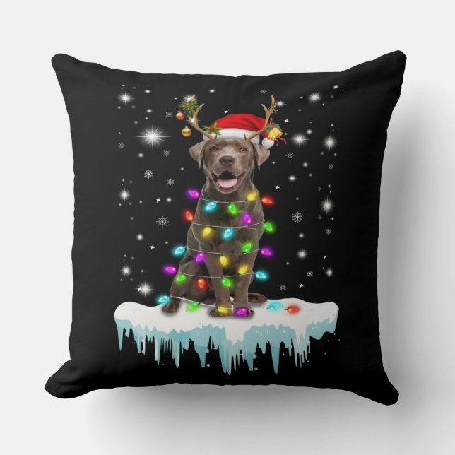 Coussin Amoureux des chiens | Lumière de Noël du Labrador  (Recto)
