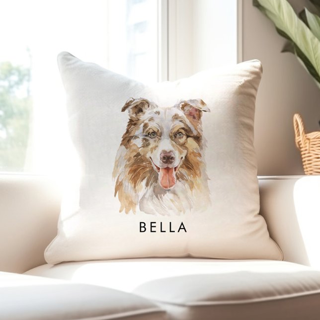 Coussin Amoureux des chiens personnalisé aquarelle chien m (Créateur téléchargé)