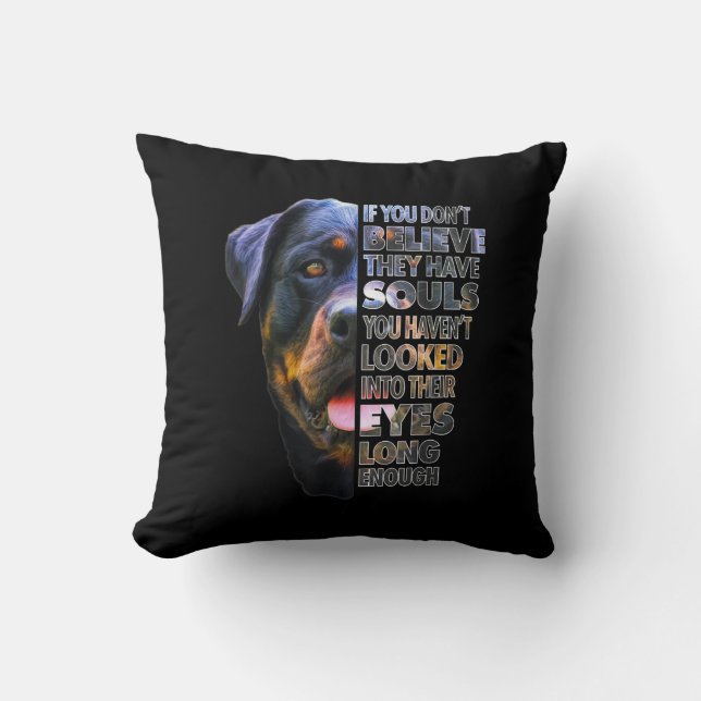Coussin Amoureux des chiens Rottweiler Soul I Love Rotties (Recto)