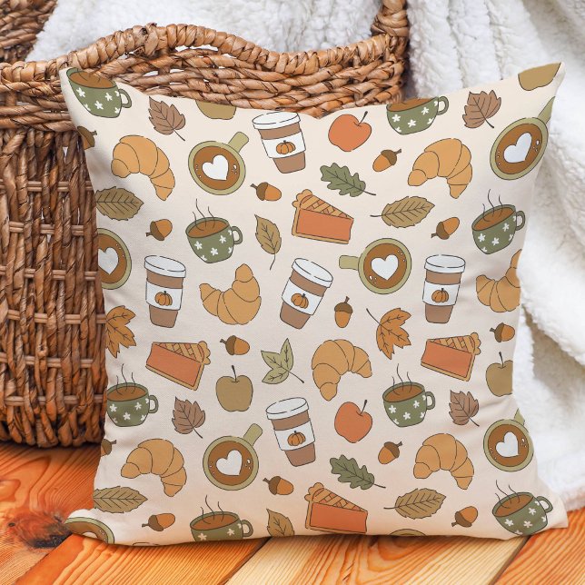 Coussin Amoureux du café d'automne Épice de citrouille Bou (Créateur téléchargé)