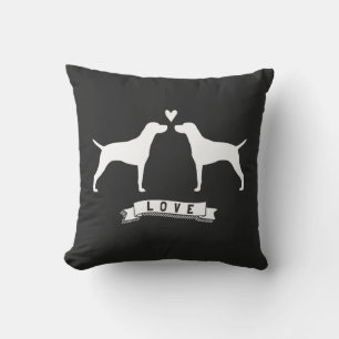 Coussin Amours de Vizslas - Silhouettes de chiens avec cœu