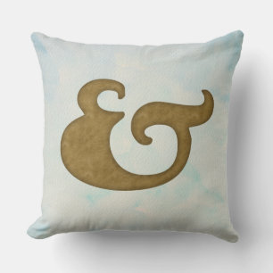 Coussin Ampersand aquarelle nautique   Or et couleurs de l