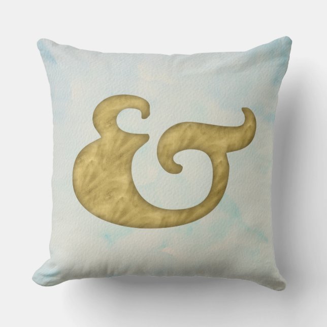 Coussin Ampersand aquarelle nautique | Or et symbole (Recto)