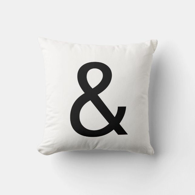 Coussin Ampersand Texte Gras En Noir Et Blanc (Recto)