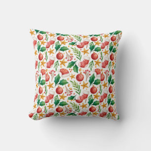 Coussin Ampoules rouges de Noël, pièces de poinsettia et n