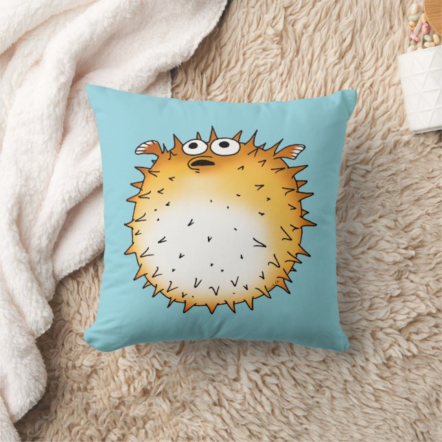 Coussin Amusant dessin animé Puffer Poisson Design (Couverture)