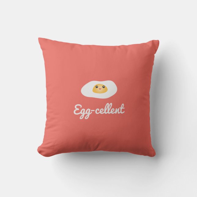 Coussin Amusant Foodie Cute Egg Éggcellé Humour Food Pun (Recto)