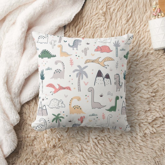Coussin Amusant Pastel Dinosaur Motif de scène (Couverture)