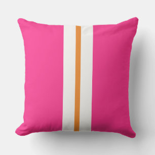 Coussin Amusant rose pâle mince orange blanc rayures de co