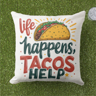 Coussin Amusant Taco Lover Fiesta Humour de nourriture Art