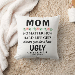 Coussin Amusante maman aquarelle florale Anniversaire