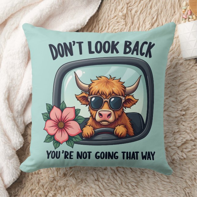 Coussin Amusante vache Highland Retro Western Motivational (Couverture)