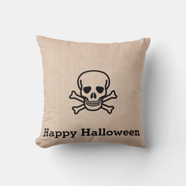 Coussin Amusants Halloween Skeleton Burlap (Recto)