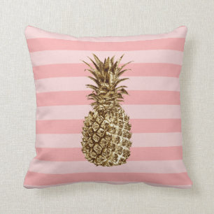 Coussin Ananas et rayure rose joli et élégant