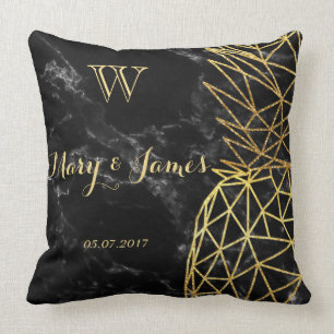 Coussin Ananas géométrique en or moderne design mariage