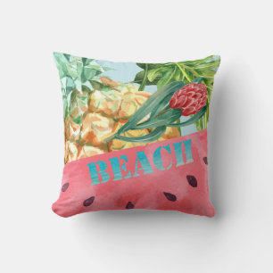 Coussin Ananas Pastèque Hibiscus Feuilles de Palmier Cool 