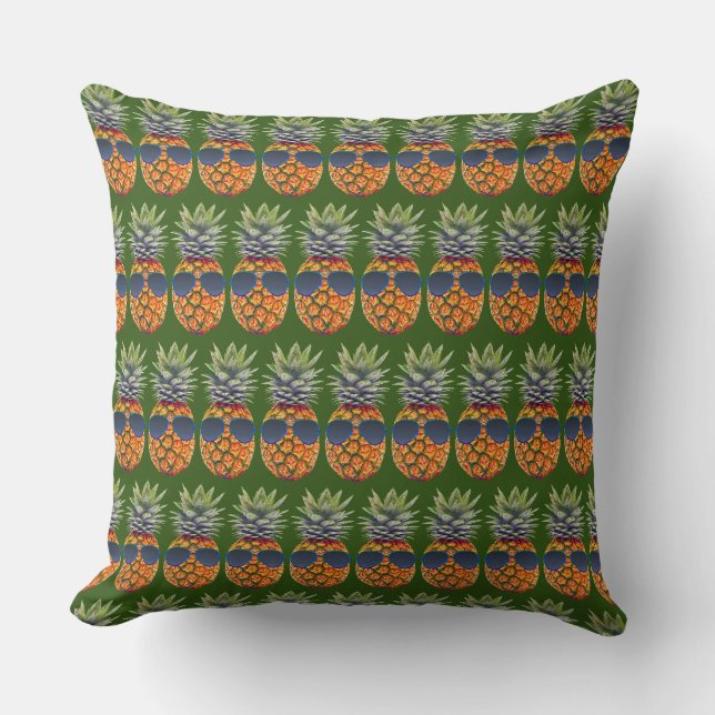 Coussin Ananas Portant des lunettes de soleil Motif Foodie (Recto)