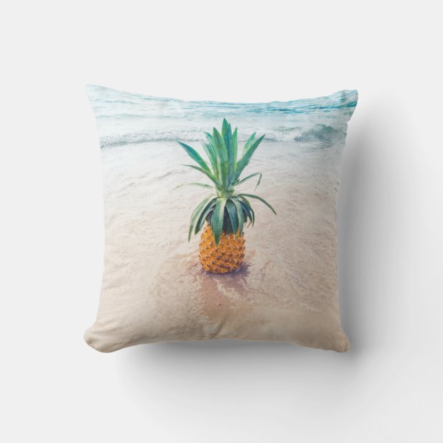 Coussin Ananas sur la plage le matin (Recto)
