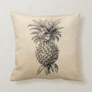 Coussin Ananas vintages d'illustration d'ananas de 1800s