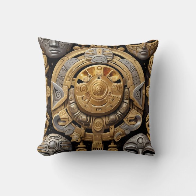 Coussin Ancien Aztèque et Celtique symboles Abstraits méla (Recto)
