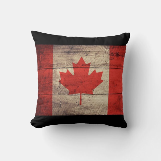 Coussin Ancien drapeau canadien en bois (Recto)