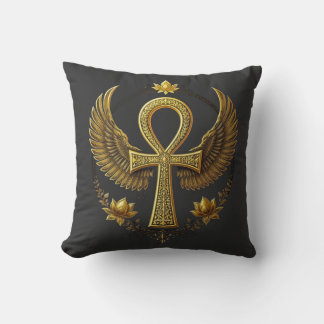 Coussin Ancienne Ankh Power Divine Gold Décor noir