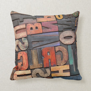 Coussin ancienne lettrerpresse blocs ing avec encre couleu