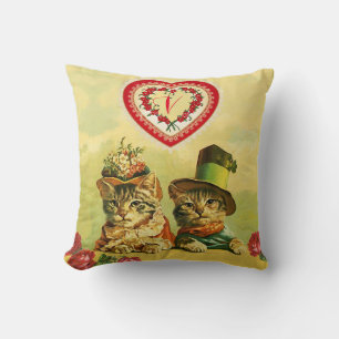 COUSSIN ANCIENNE MODE AMUSANTE VALENTINES JOURNÉE CHATS, C