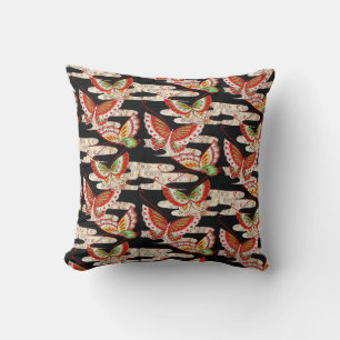 Coussin ANCIENS BULLETINS JAPONAIS Rouge Noir Blanc