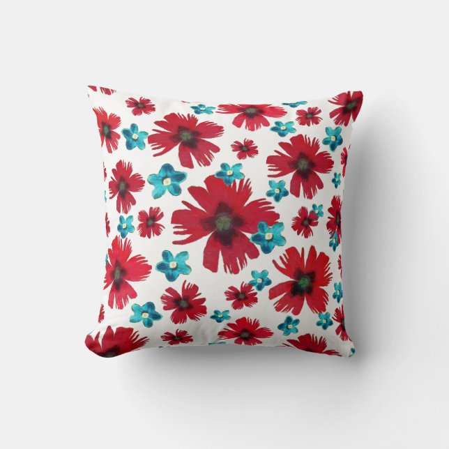 Coussin Ancolies & Œillets (Recto)