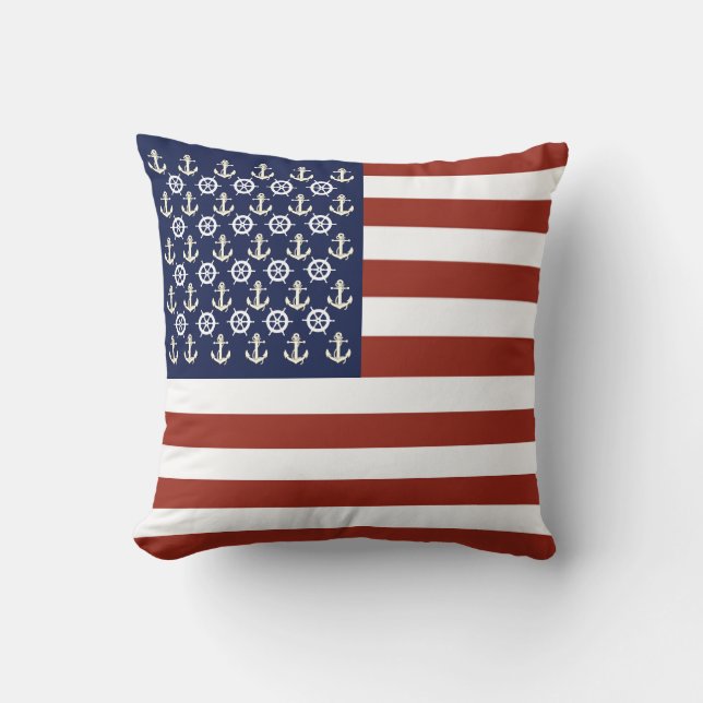 Coussin Ancrage du navire nautique/roue/bande du drapeau a (Recto)