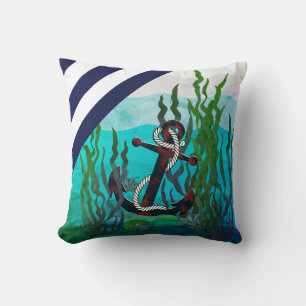 Coussin Ancrage noir rouillé marine/sous-marin/coquilles