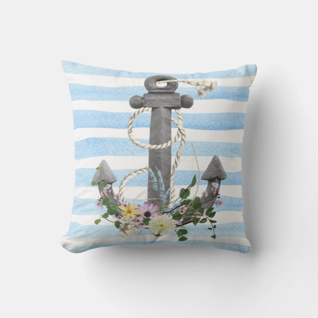 Coussin ancre avec bouquet de fleurs (Recto)