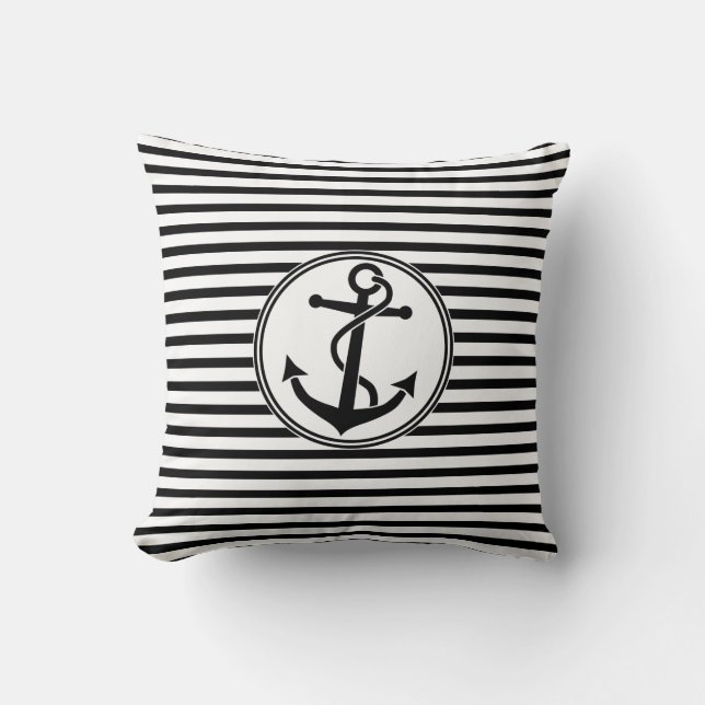 Coussin Ancre avec des rayures (Recto)