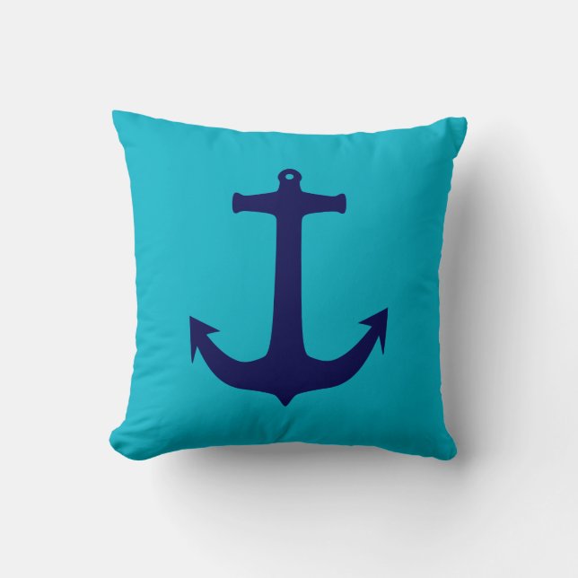 Coussin Ancre bleu et bleu marine (Recto)