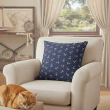 coussin Ancre bleu et or 16x16 Navy pour Sofa