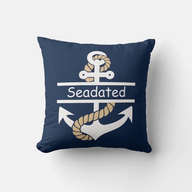 Coussin Ancre Bleue Bleu Nautique Jeu d'oreiller (Recto)