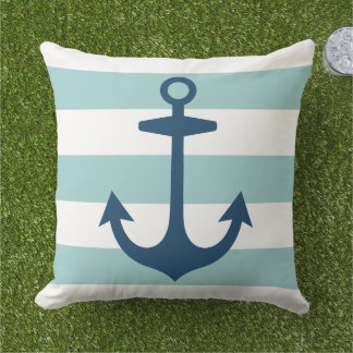 Coussin Ancre Bleue Marine Nautique avec éclats Aqua