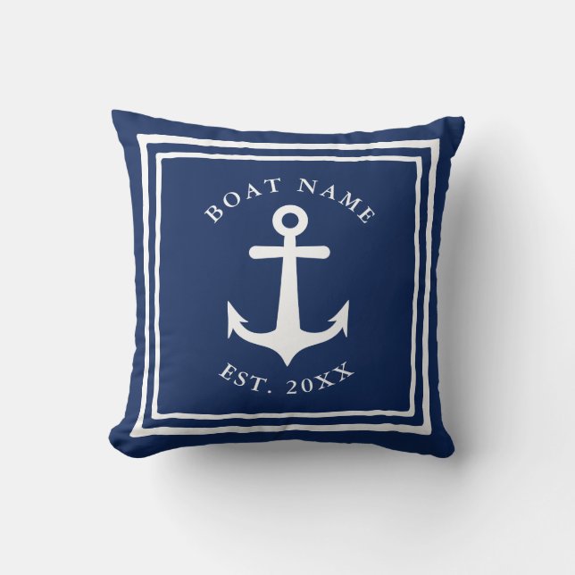Coussin Ancre de navire Nom du bateau personnalisé Marine  (Recto)