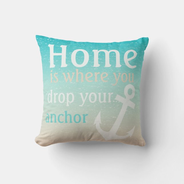 Coussin Ancre de sable Bleu de plage Tropical (Recto)