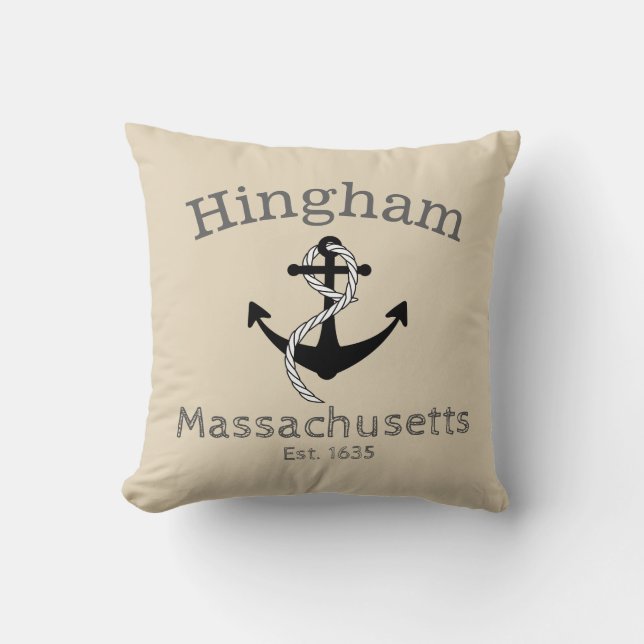 Coussin Ancre flottante de Hingham le Massachusetts (Recto)