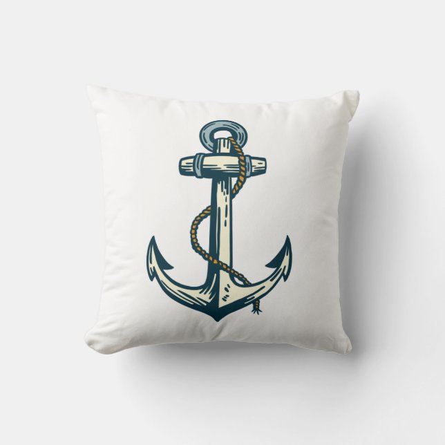 Coussin Ancre nautique cool et art marin (2 côtés) (Recto)