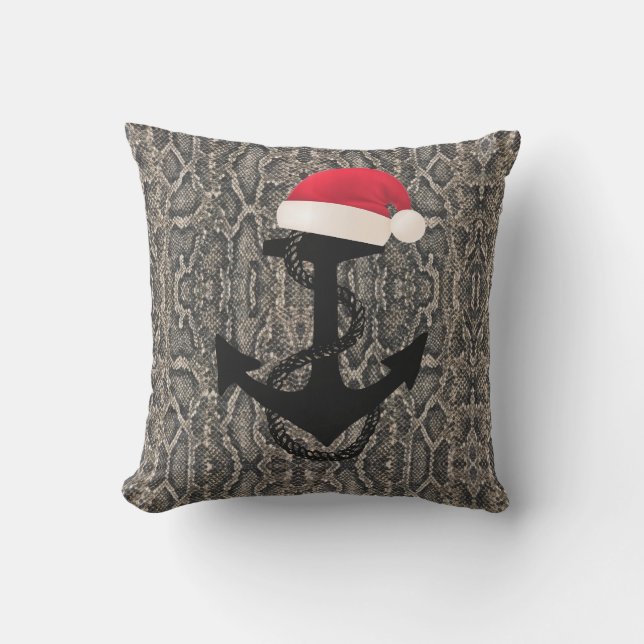 Coussin Ancre nautique de peau de serpent + SANTA HAT | (Recto)