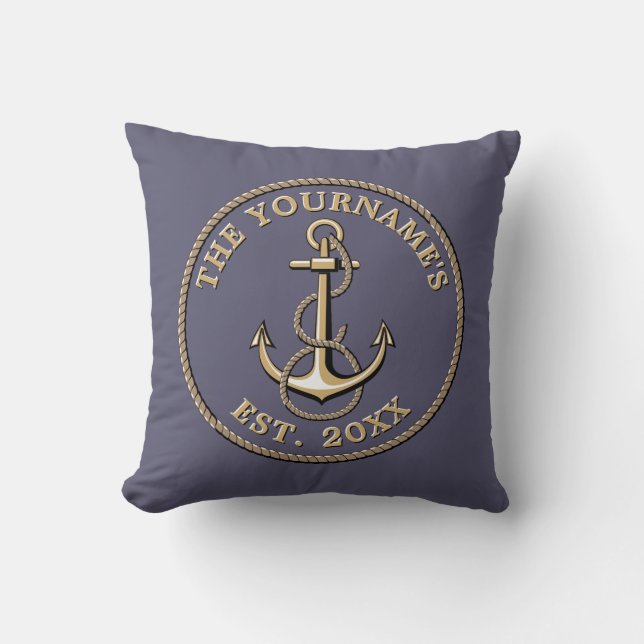 Coussin Ancre Nautique Et Modèle De Cordes (Recto)