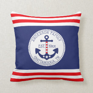 Coussin Ancre Nautique Étoiles patriotiques Frappes Monogr