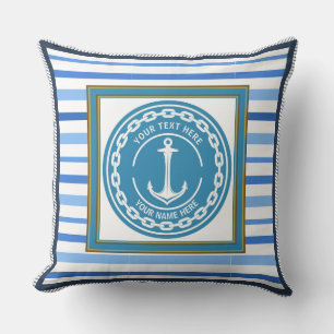 Coussin Ancre Naútíque Rayée Côtière