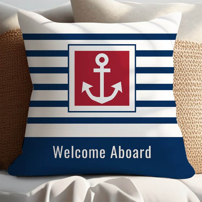 Coussin Ancre personnalisée de la Marine Bleue Nautique (Créateur téléchargé)