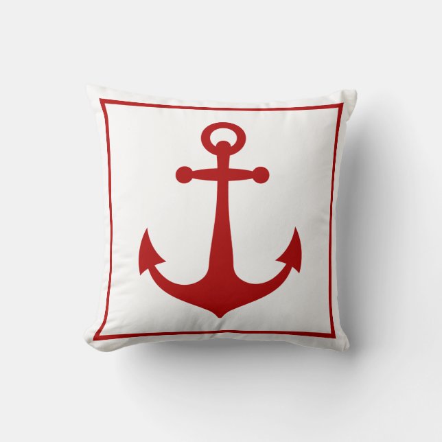 Coussin Ancre rouge et blanche Plage nautique (Recto)