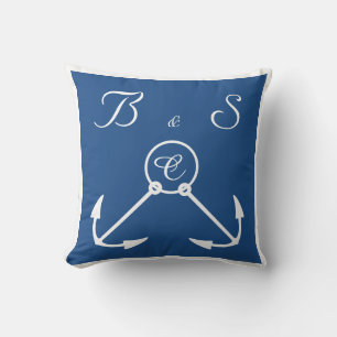 Coussin Ancres avec rubans plage mariage personnalisé mono