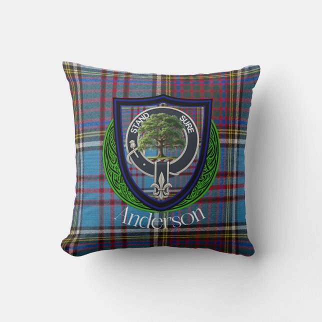 Coussin Anderson Scottish Clan Tartan et Crest (Recto)